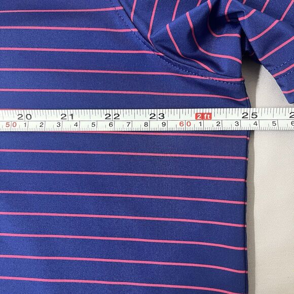 Donald Ross Sport Men's XL Golf Polo Shirt Blue Pink Striped Performance - Picture 7 of 9